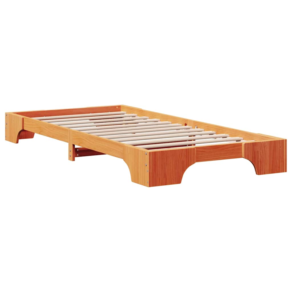 Bed Frame Wax Brown 75 x 190 cm Solid Pine Wood