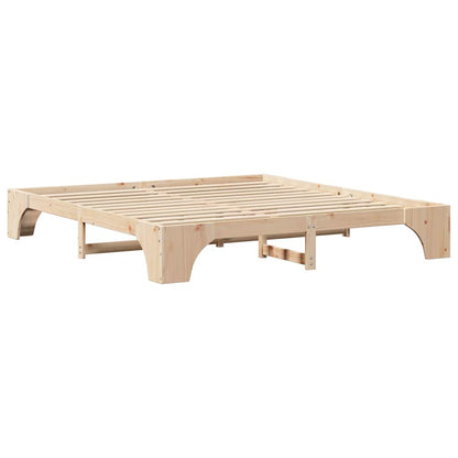 Bed Frame Natural 200 x 200 cm Solid Pine Wood