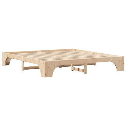 Bed Frame Natural 200 x 200 cm Solid Pine Wood