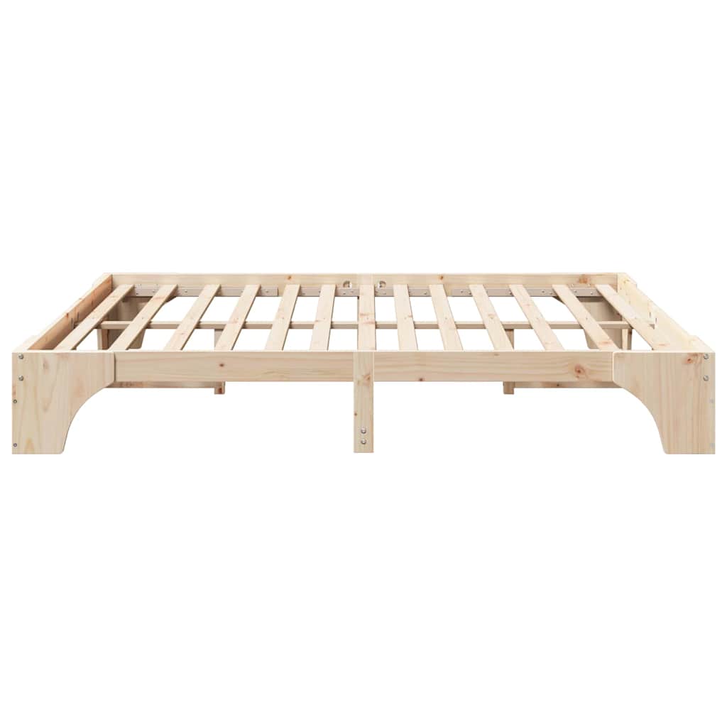 Bed Frame Natural 200 x 200 cm Solid Pine Wood