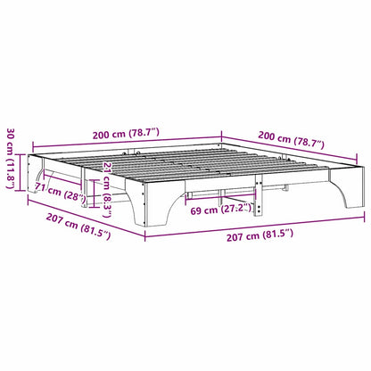 Bed Frame Natural 200 x 200 cm Solid Pine Wood