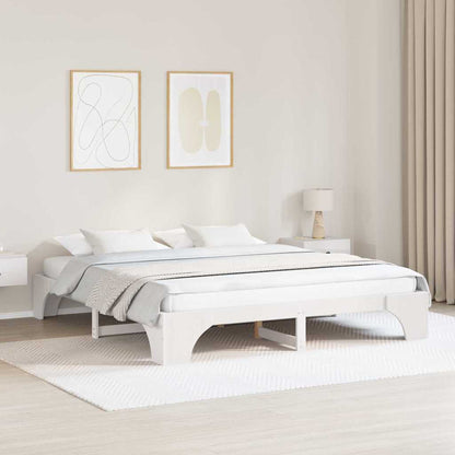 Bed Frame White 200 x 200 cm Solid Pine Wood
