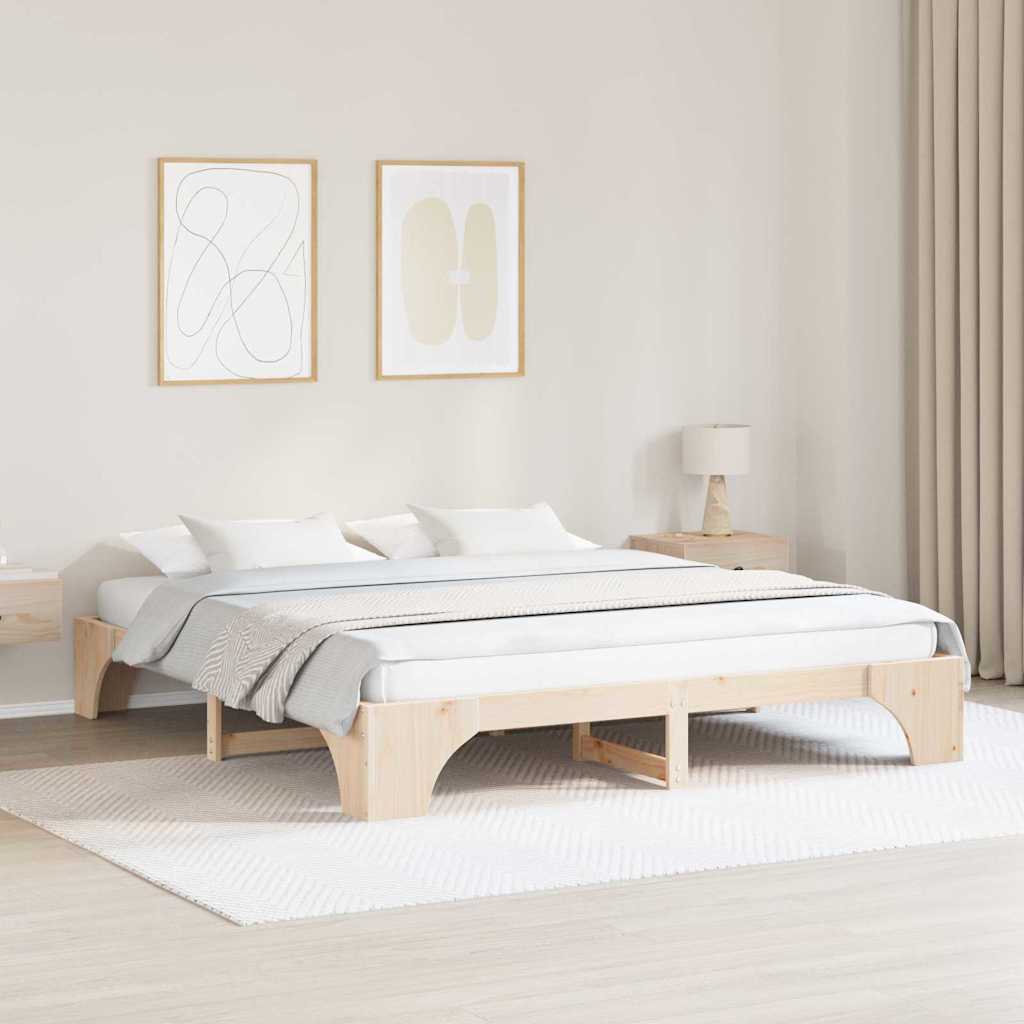 Bed Frame Natural 180 x 200 cm Solid Pine Wood
