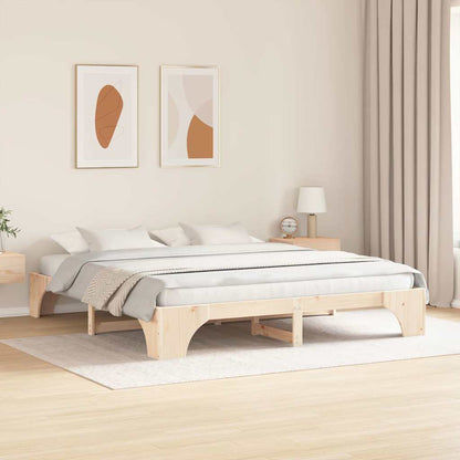 Bed Frame Natural 180 x 200 cm Solid Pine Wood