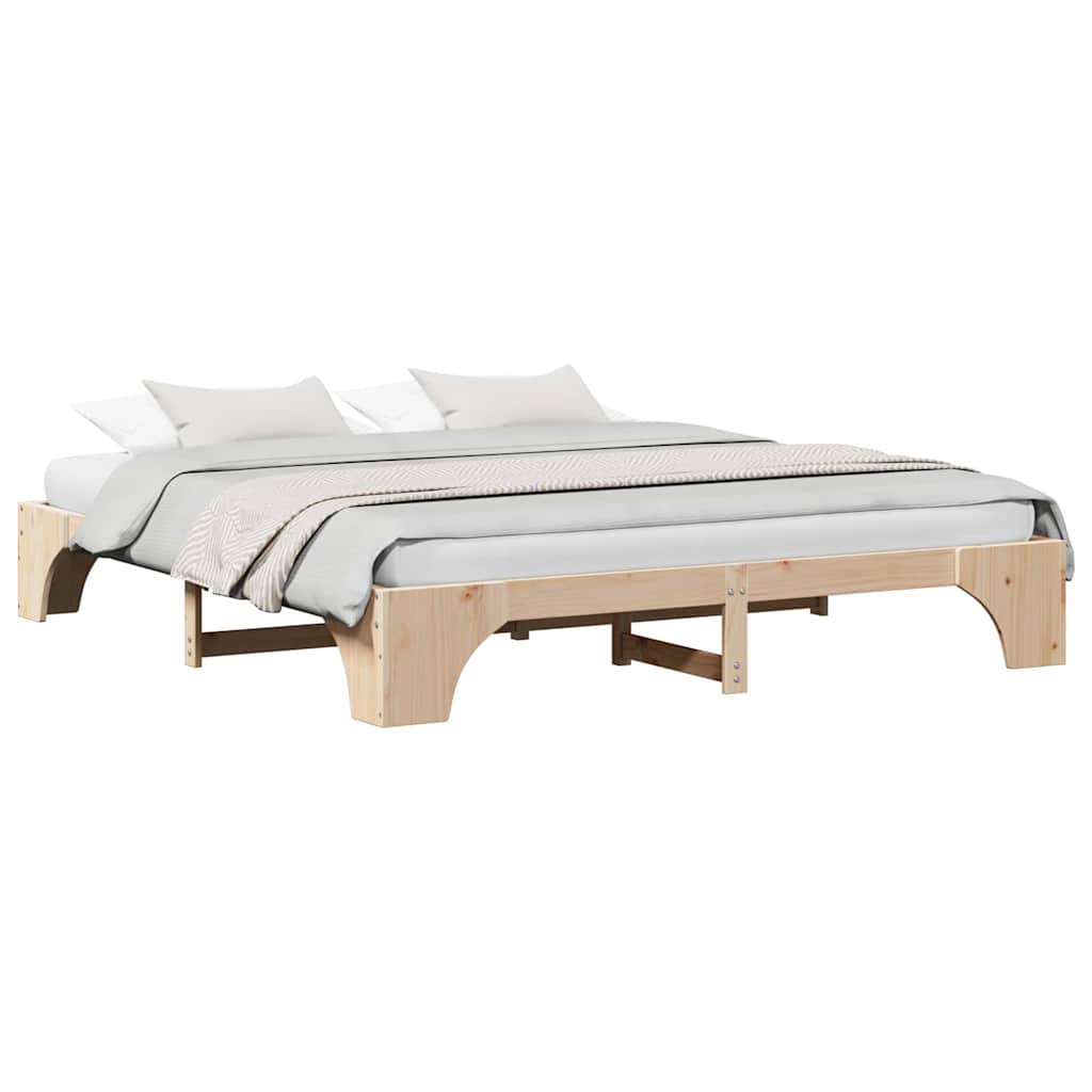 Bed Frame Natural 180 x 200 cm Solid Pine Wood