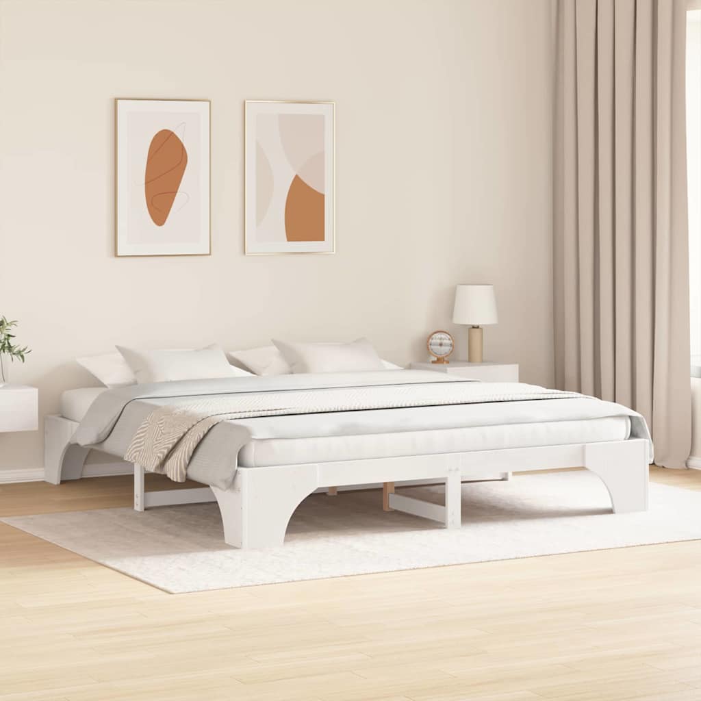 Bed Frame White 180 x 200 cm Solid Pine Wood
