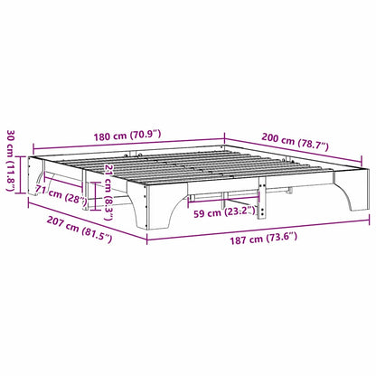 Bed Frame White 180 x 200 cm Solid Pine Wood