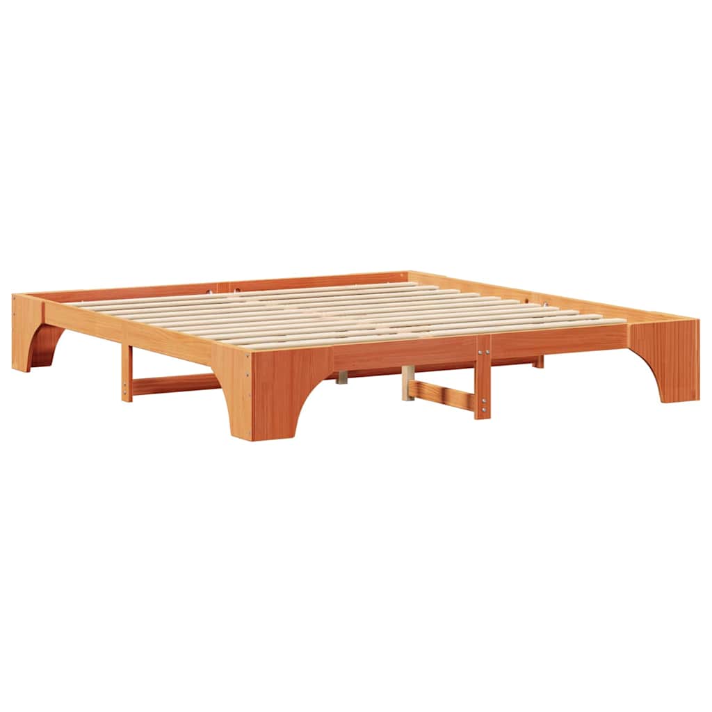 Bed Frame Wax Brown 180 x 200 cm Solid Pine Wood