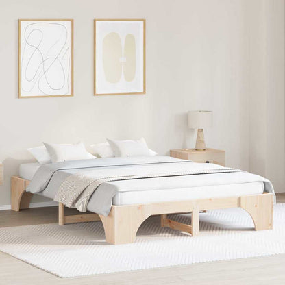Bed Frame Natural 160 x 200 cm Solid Pine Wood