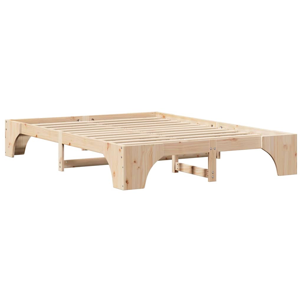 Bed Frame Natural 160 x 200 cm Solid Pine Wood