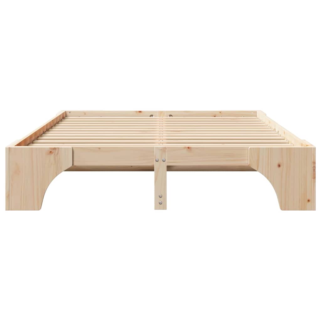 Bed Frame Natural 160 x 200 cm Solid Pine Wood