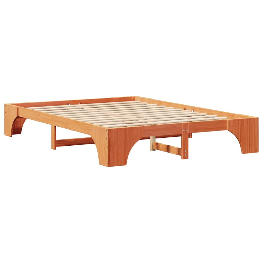Bed Frame Wax Brown 160 x 200 cm Solid Pine Wood