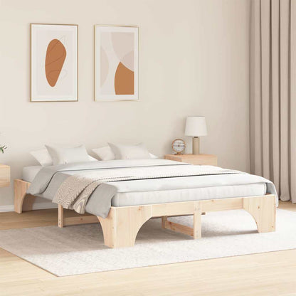 Bed Frame Natural 150 x 200 cm Solid Pine Wood