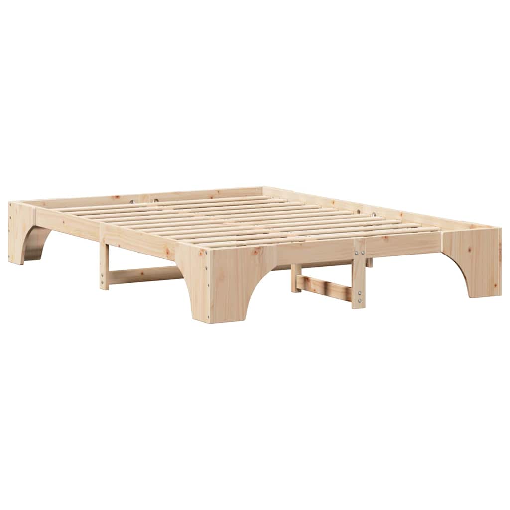Bed Frame Natural 150 x 200 cm Solid Pine Wood
