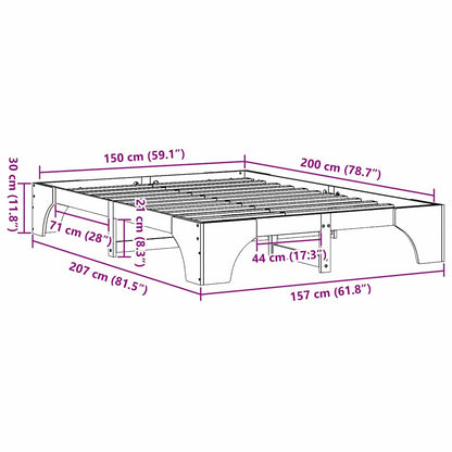 Bed Frame Natural 150 x 200 cm Solid Pine Wood
