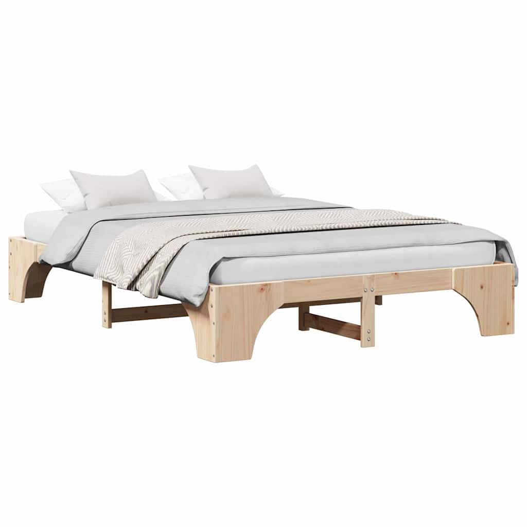 Bed Frame Natural 140 x 200 cm Solid Pine Wood