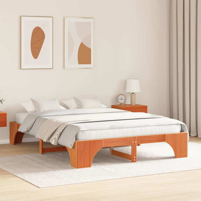 Bed Frame Wax Brown 140 x 200 cm Solid Pine Wood