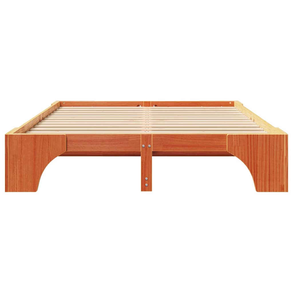 Bed Frame Wax Brown 140 x 200 cm Solid Pine Wood