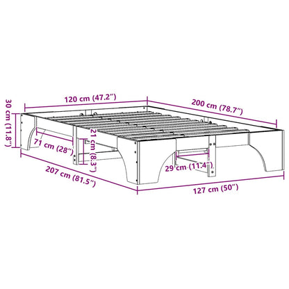 Bed Frame Wax Brown 120 x 200 cm Solid Pine Wood