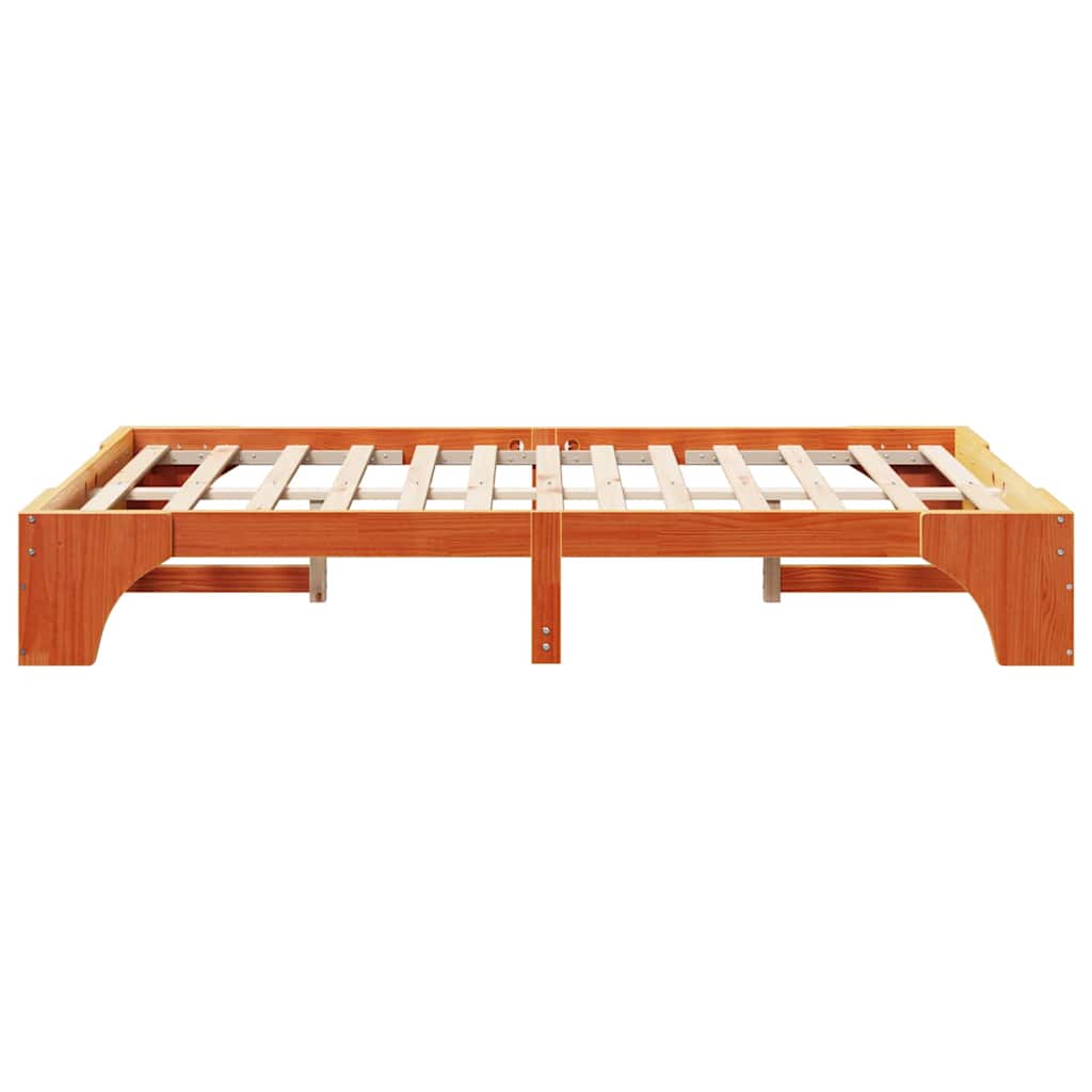 Bed Frame Wax Brown 140 x 190 cm Solid Pine Wood