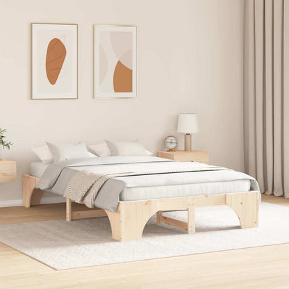 Bed Frame Natural 135 x 190 cm Solid Pine Wood