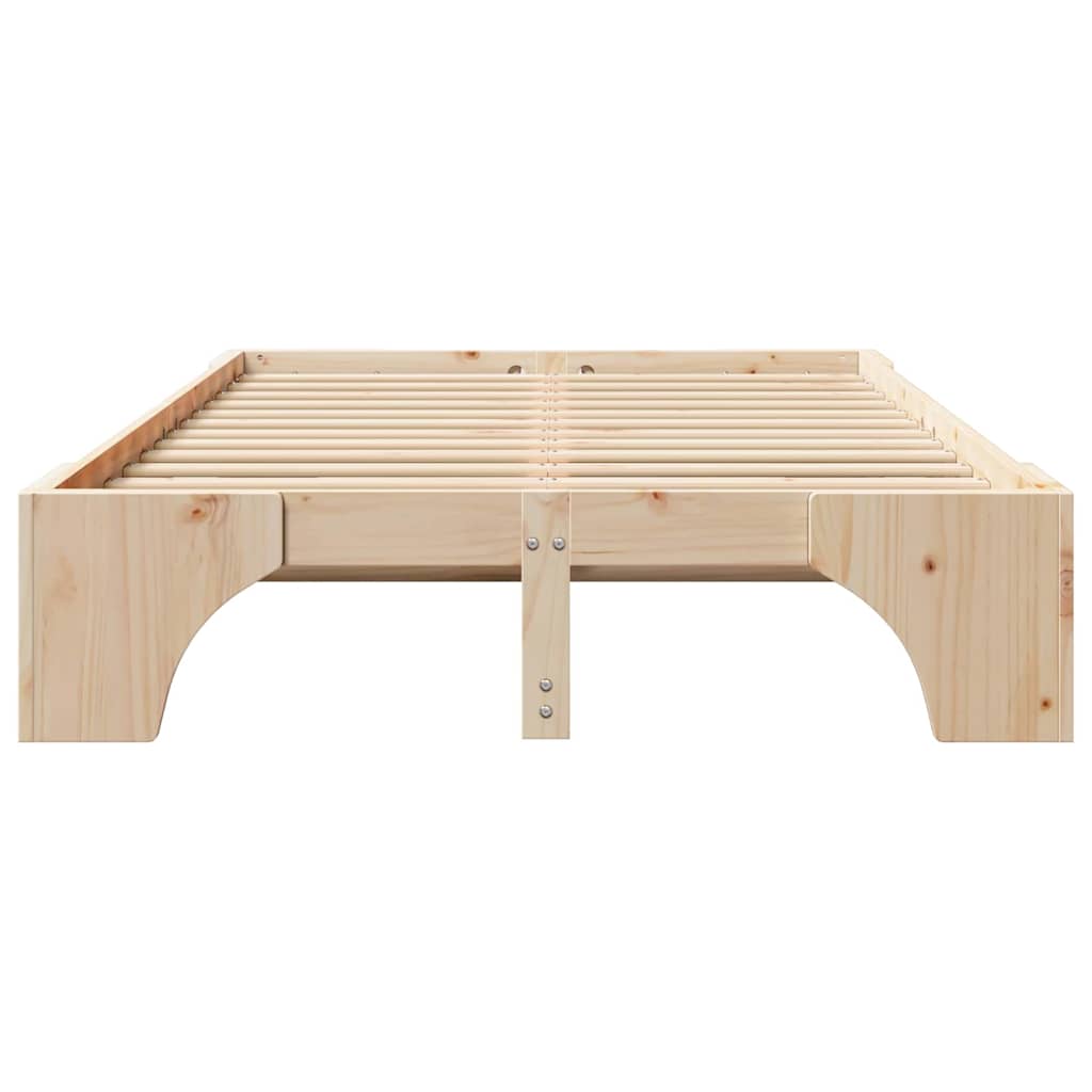 Bed Frame Natural 135 x 190 cm Solid Pine Wood