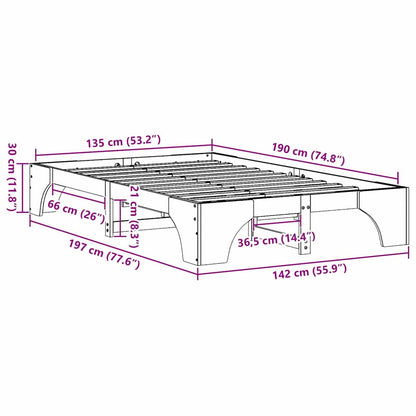 Bed Frame Natural 135 x 190 cm Solid Pine Wood