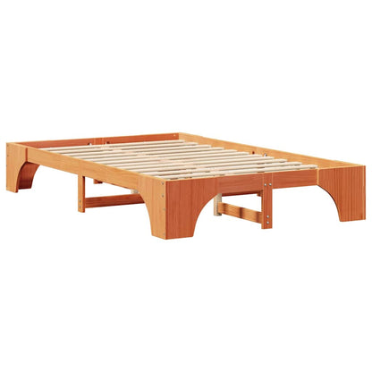 Bed Frame Wax Brown 135 x 190 cm Solid Pine Wood