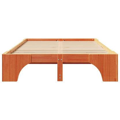 Bed Frame Wax Brown 135 x 190 cm Solid Pine Wood