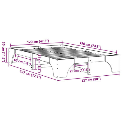 Bed Frame Wax Brown 120 x 190 cm Solid Pine Wood