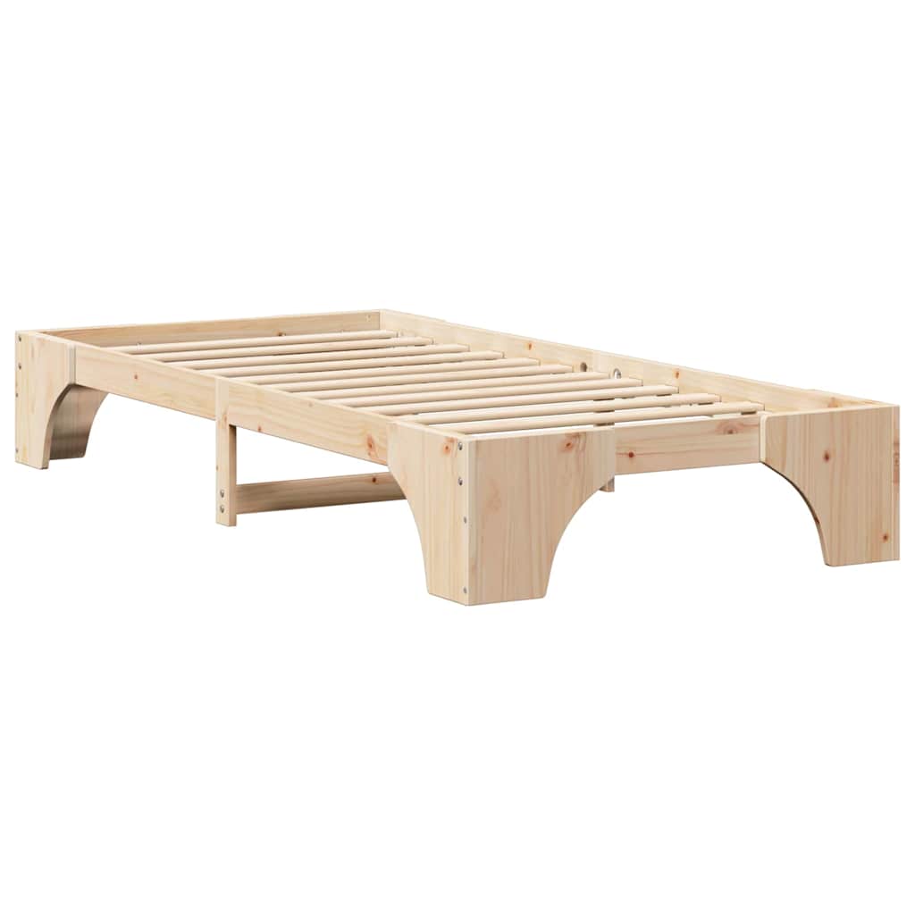Bed Frame Natural 100 x 200 cm Solid Pine Wood