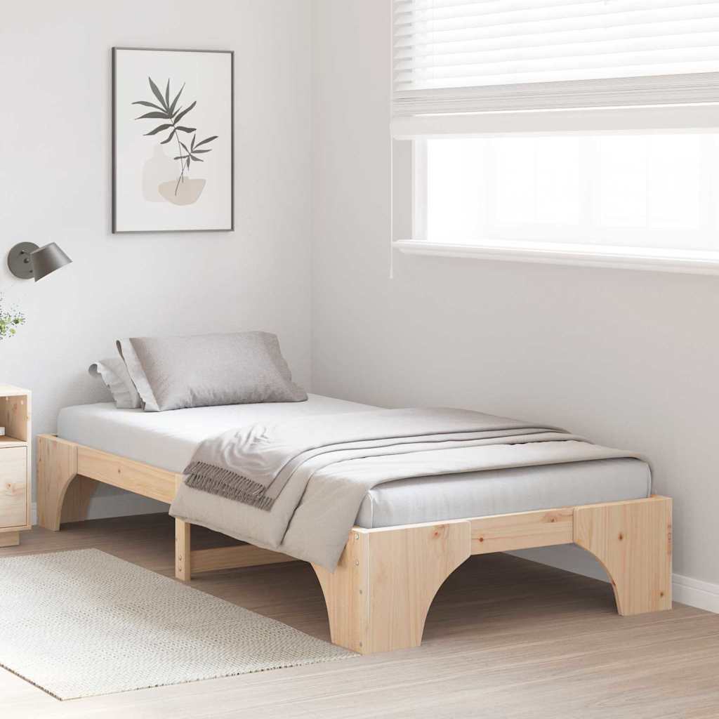 Bed Frame Natural 90 x 200 cm Solid Pine Wood