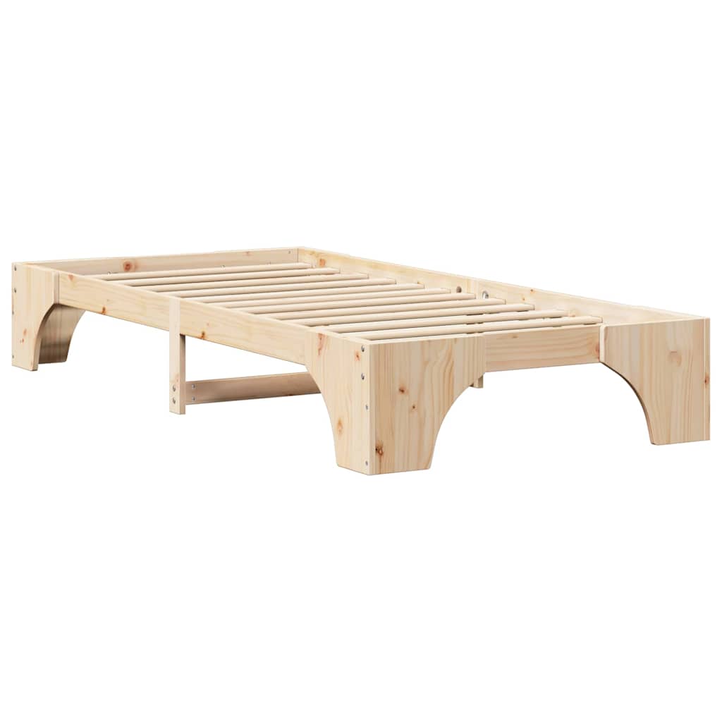 Bed Frame Natural 90 x 200 cm Solid Pine Wood