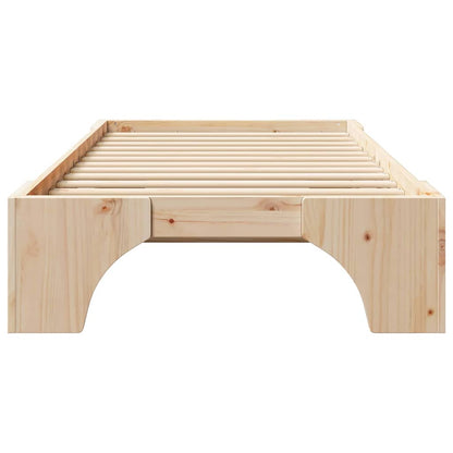 Bed Frame Natural 90 x 200 cm Solid Pine Wood