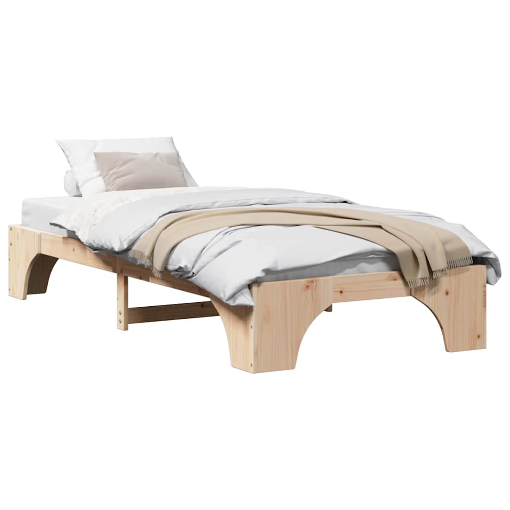 Bed Frame Natural 90 x 200 cm Solid Pine Wood