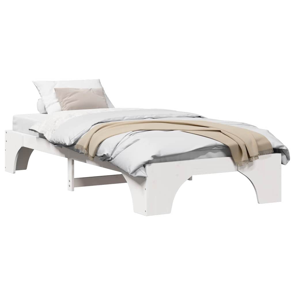 Bed Frame White 90 x 200 cm Solid Pine Wood