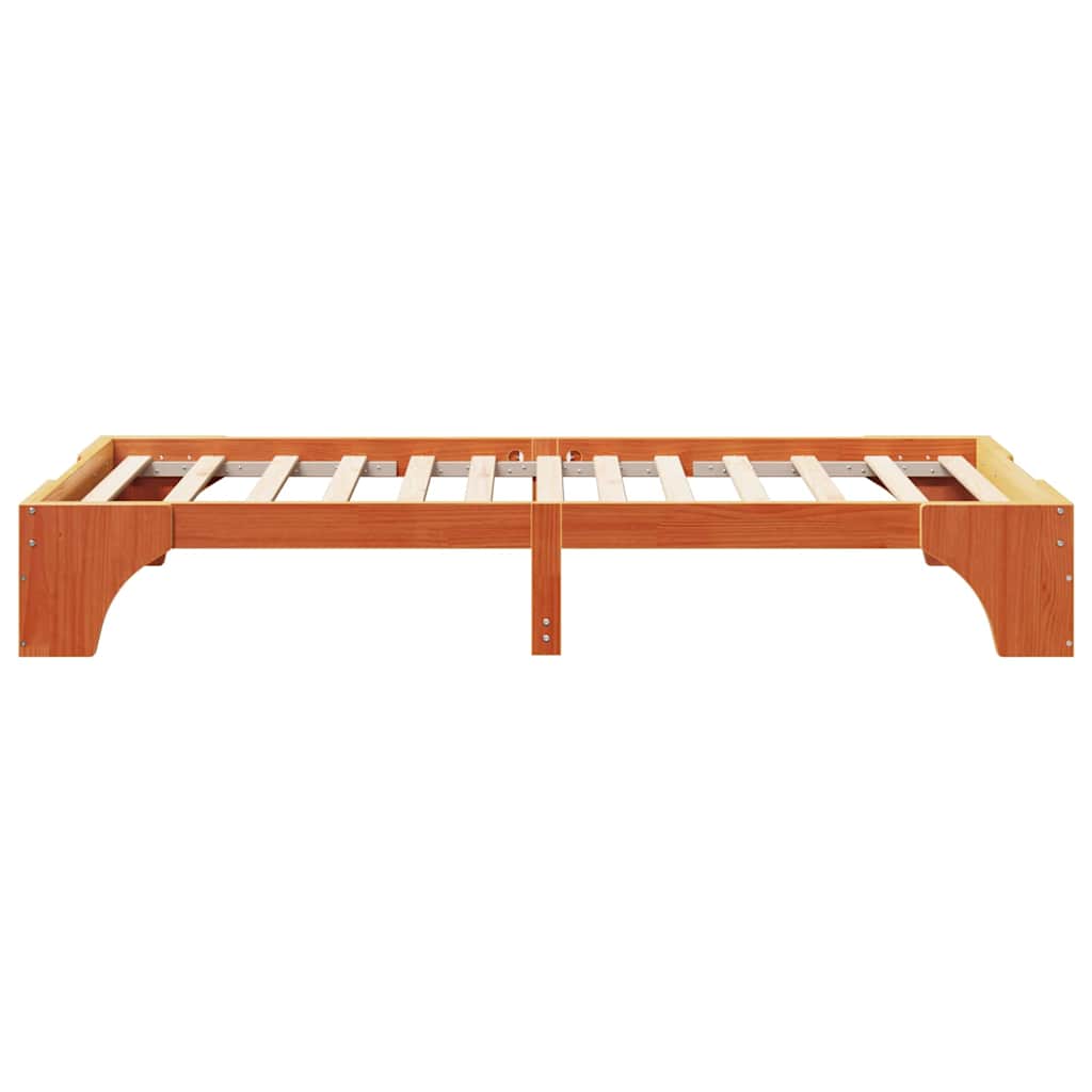 Bed Frame Wax Brown 90 x 200 cm Solid Pine Wood