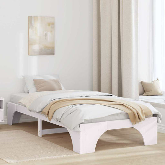 Bed Frame White 80 x 200 cm Solid Pine Wood
