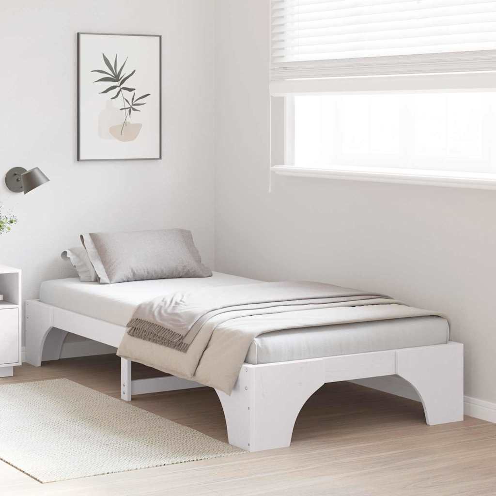 Bed Frame White 80 x 200 cm Solid Pine Wood