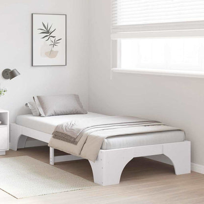 Bed Frame White 80 x 200 cm Solid Pine Wood