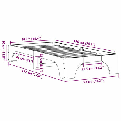 Bed Frame Natural 90 x 190 cm Solid Pine Wood