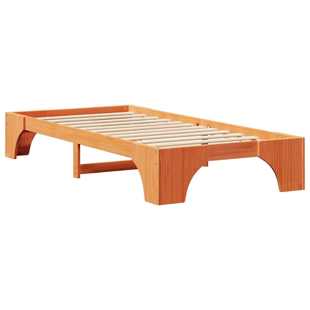 Bed Frame Wax Brown 90 x 190 cm Solid Pine Wood