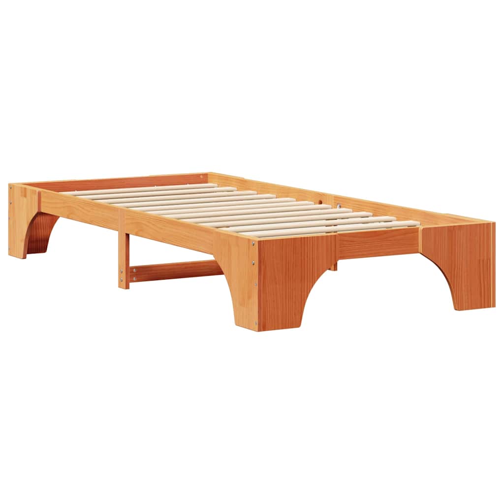 Bed Frame Wax Brown 90 x 190 cm Solid Pine Wood