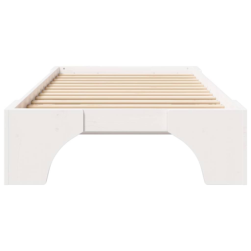 Bed Frame White 75 x 190 cm Solid Pine Wood