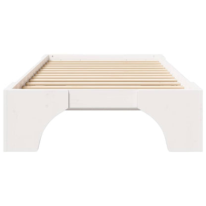 Bed Frame White 75 x 190 cm Solid Pine Wood