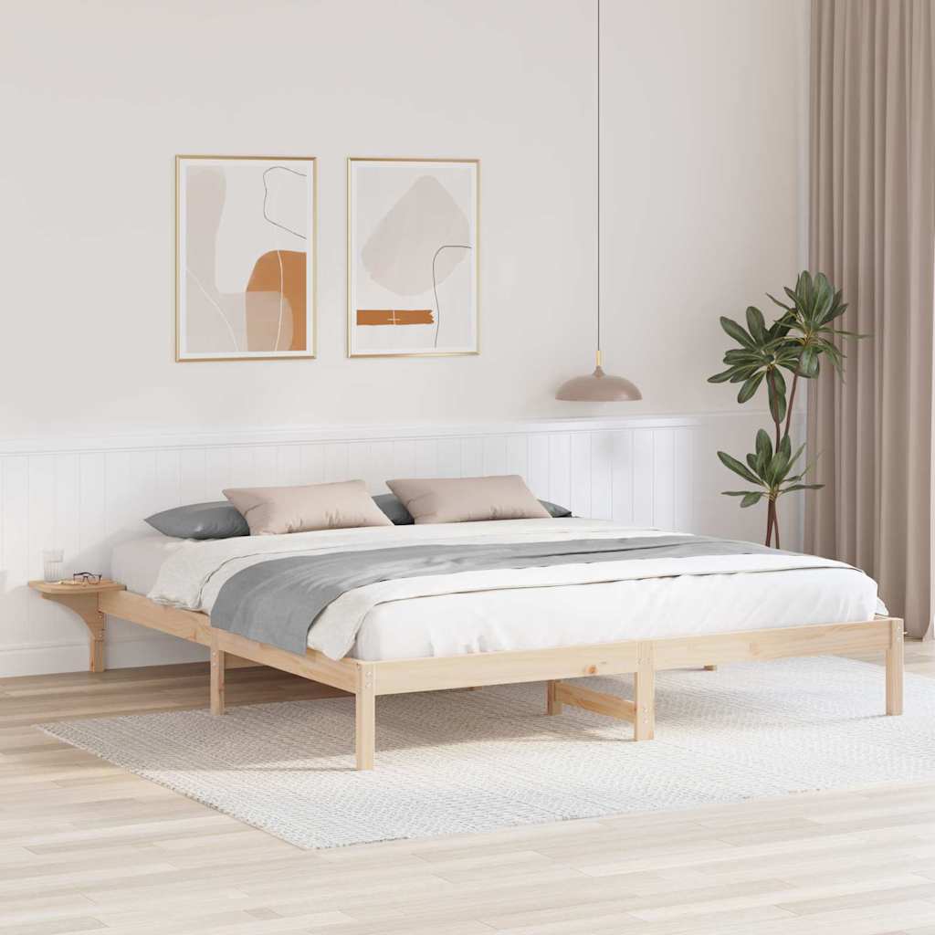 Bed Frame Natural 180 x 200 cm Solid Pine Wood