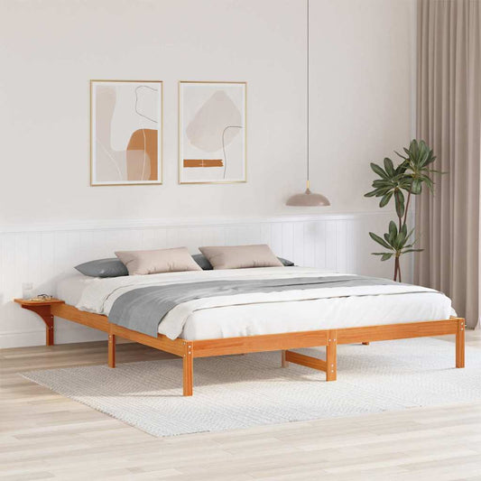 Bed Frame Wax Brown 180 x 200 cm Solid Pine Wood