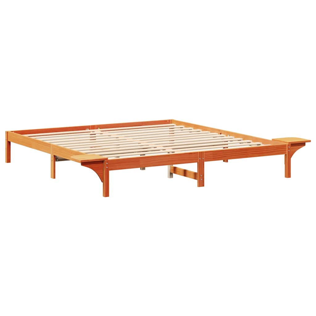 Bed Frame Wax Brown 180 x 200 cm Solid Pine Wood