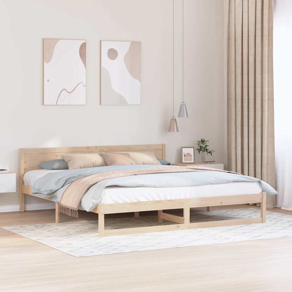 Bed Frame with Headboard Brown 180 x 200 cm Solid Pine wood