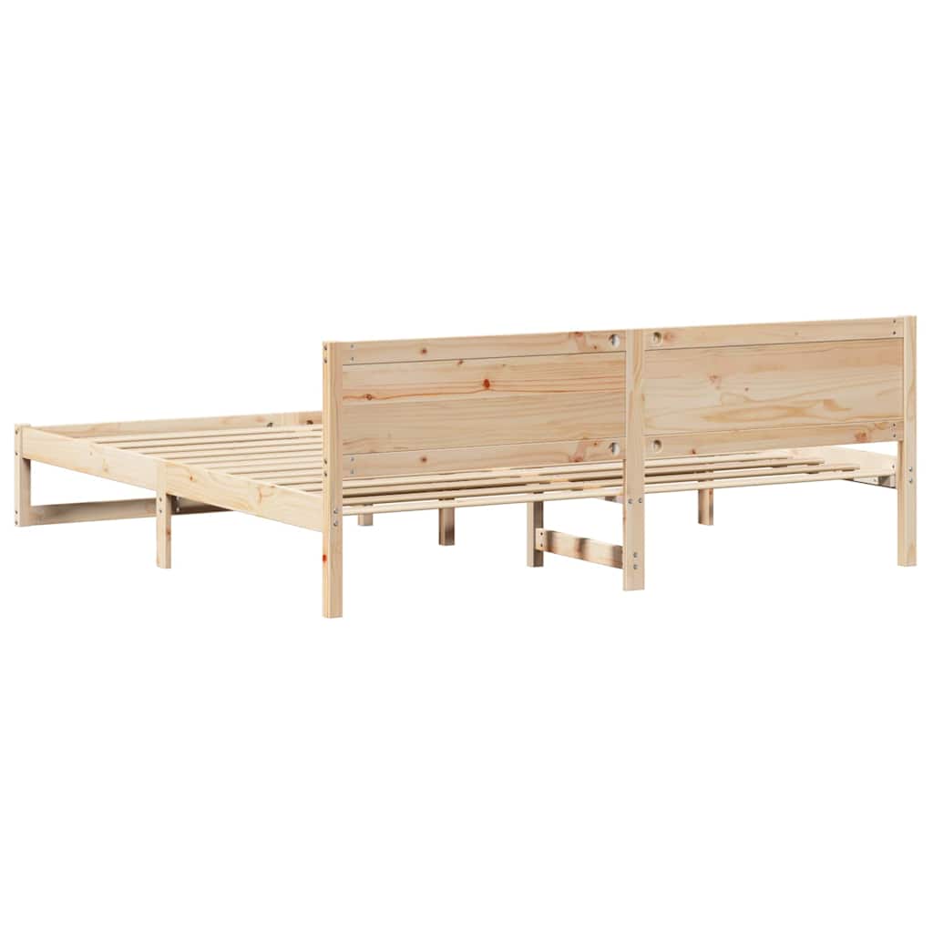 Bed Frame with Headboard Brown 180 x 200 cm Solid Pine wood